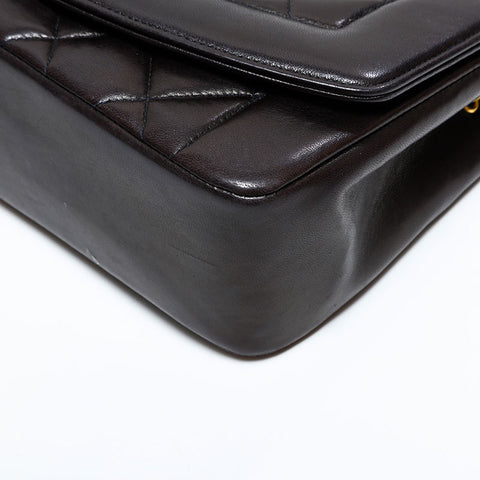 CHANEL No. 3 1994-1996 Diana Petit sac à bandoulière en cuir d'agneau Matelasse noir WS22906