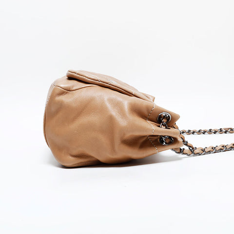シャネル CHANEL 9番台 2004-2005 チェーン フラップ ココマーク ラムスキン ショルダーバッグ ベージュ WS22907