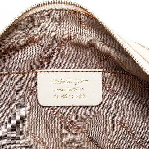 Salvatore Ferragamo Canvas Gancini Shoulder Bag Beige WS22913