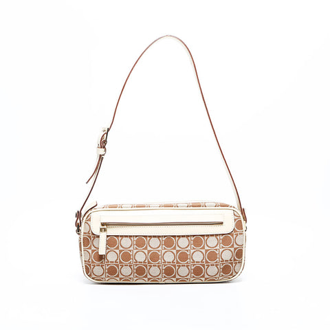 Salvatore Ferragamo Canvas Gancini肩袋米色WS22913