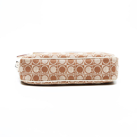 Salvatore Ferragamo Canvas Gancini肩袋米色WS22913