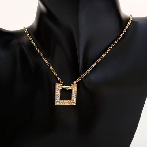 Christian Dior Rhinestone Necklace gold WS22932