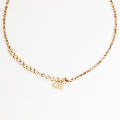Christian Dior Rhinestone Necklace gold WS22932