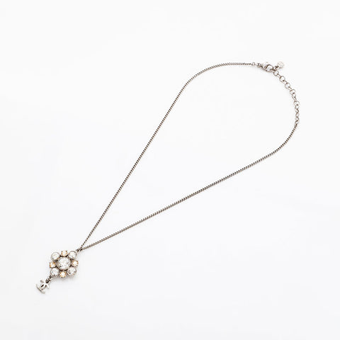 CHANEL C11V Rhinestone COCO Mark 2011 Necklace Silver WS22945