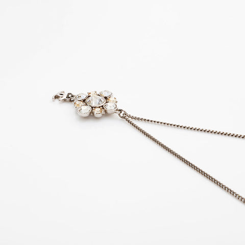 CHANEL C11V Rhinestone COCO Mark 2011 Necklace Silver WS22945