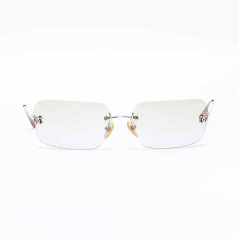 CHANEL Rimless Gradient Lens Mini COCO Mark sunglasses Silver WS22960