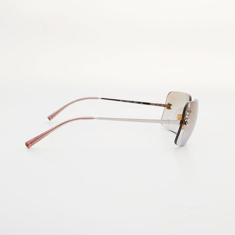 CHANEL Rimless Gradient Lens Mini COCO Mark sunglasses Silver WS22960