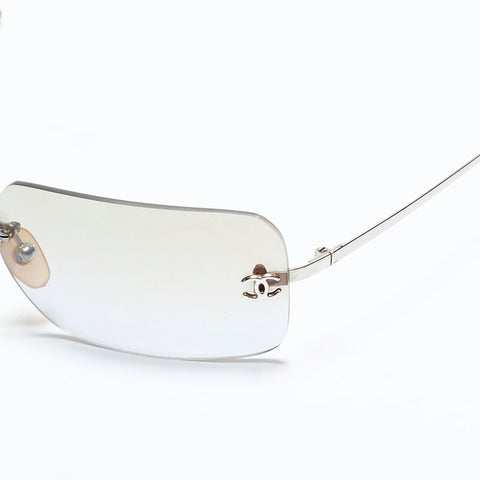 CHANEL Rimless Gradient Lens Mini COCO Mark sunglasses Silver WS22960