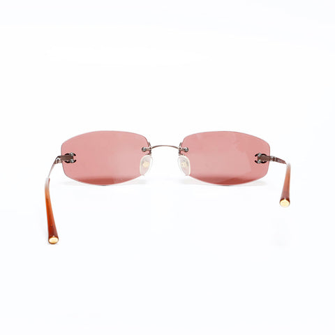 CHANEL Rimless Mini COCO Mark sunglasses Brown WS22961