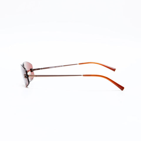 CHANEL Rimless Mini COCO Mark sunglasses Brown WS22961