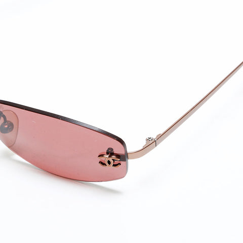 CHANEL Rimless Mini COCO Mark sunglasses Brown WS22961