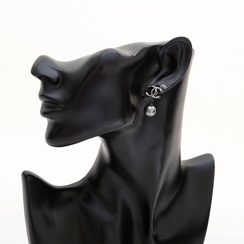 CHANEL B10A 2010 COCO Mark Pearl Pierce black WS22962