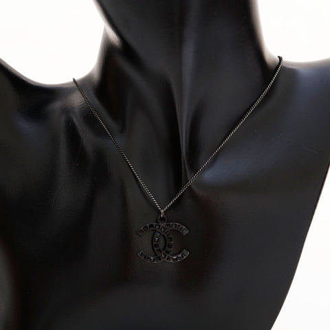 CHANEL 2009 09P COCO Mark Necklace black WS22965