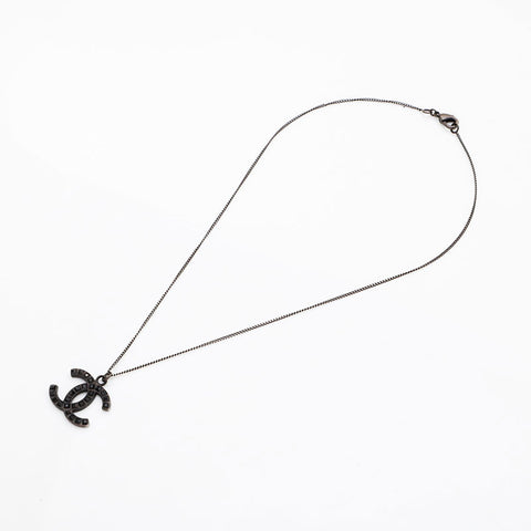CHANEL 2009 09P COCO Mark Necklace black WS22965