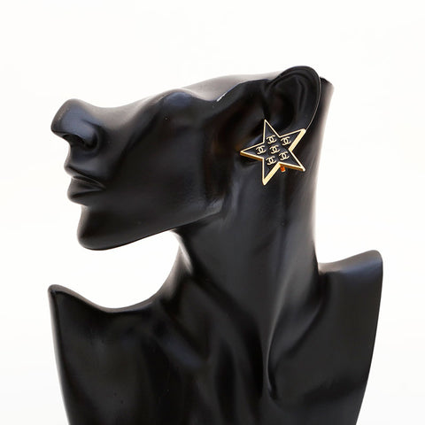 CHANEL 01P 2001 COCO Mark Star Earring gold WS22968