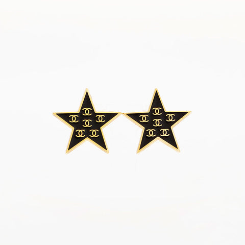 CHANEL 01P 2001 COCO Mark Star Earring gold WS22968