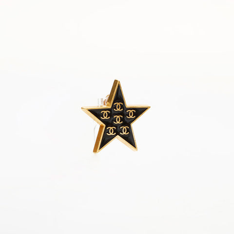 CHANEL 01P 2001 COCO Mark Star Earring gold WS22968