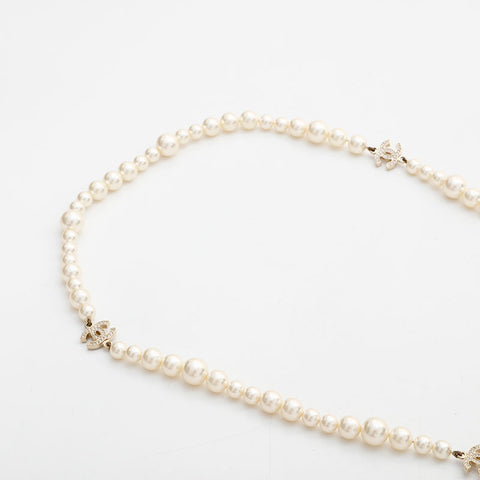 CHANEL 10A 2010 Pearl COCO Mark Necklace white WS22970