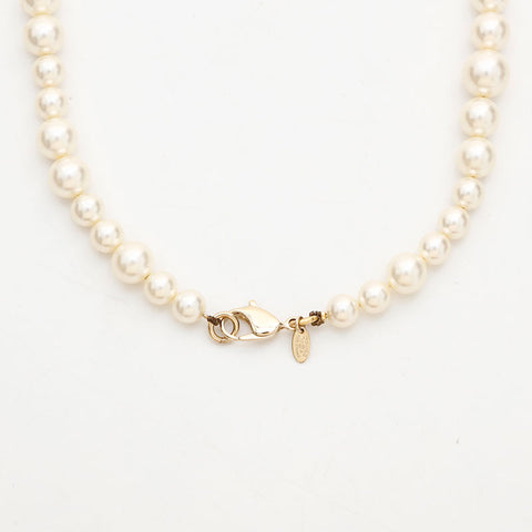 CHANEL 10A 2010 Pearl COCO Mark Necklace white WS22970