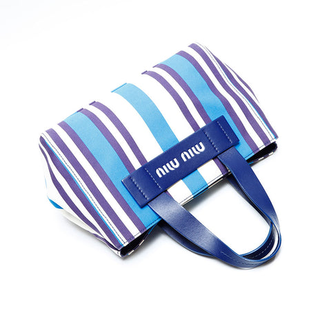 Miu Miu Canvas stripe Handbag blue WS22972
