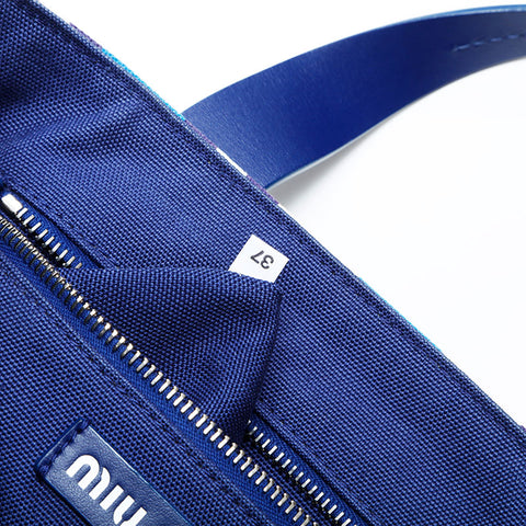 Miu Miu Canvas stripe Handbag blue WS22972