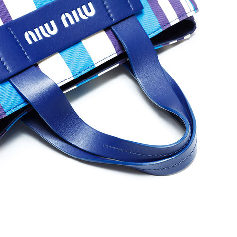 Miu Miu Canvas stripe Handbag blue WS22972