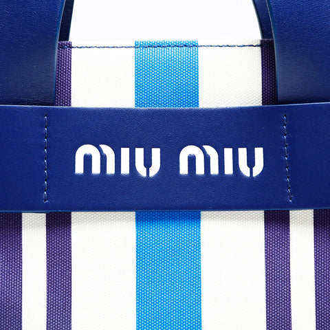 Miu Miu Canvas stripe Handbag blue WS22972