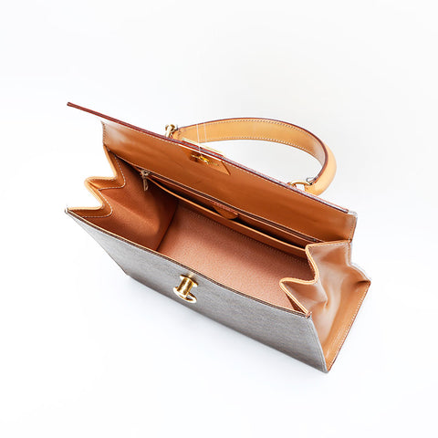 CELINE Macadam PVC Handbag Brown WS22973