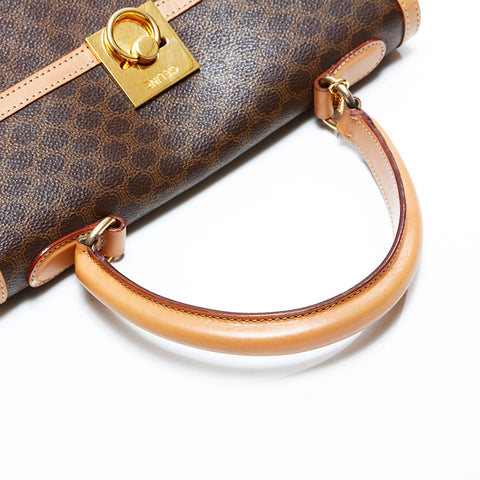 CELINE Macadam PVC Handbag Brown WS22973