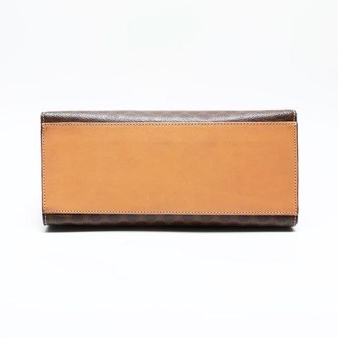 CELINE Macadam PVC Handbag Brown WS22973