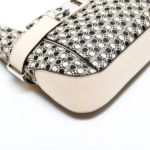 Salvatore Ferragamo Gancini canvas Shoulder Bag beige WS22975