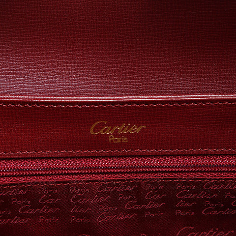 CARTIER Mustodo Leather Shoulder Bag Red WS22977