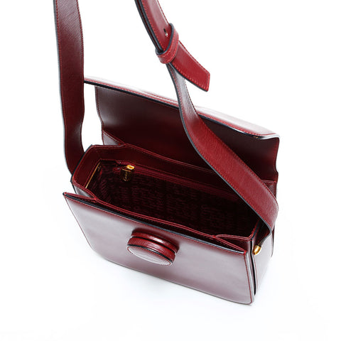 CARTIER Mustodo Leather Shoulder Bag Red WS22977
