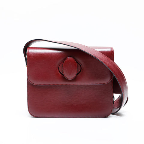 CARTIER Mustodo Leather Shoulder Bag Red WS22977