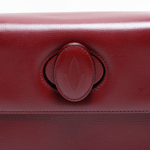 CARTIER Mustodo Leather Shoulder Bag Red WS22977