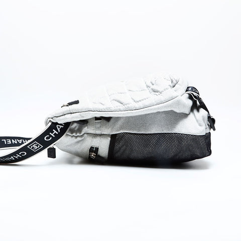 CHANEL No. 9 2004-2005 Sports Line Cotton Chocolate Bar Shoulder Bag gray WS22978