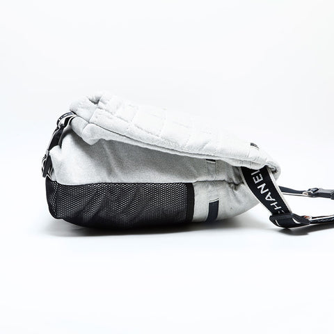 CHANEL No. 9 2004-2005 Sports Line Cotton Chocolate Bar Shoulder Bag gray WS22978