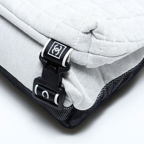 CHANEL No. 9 2004-2005 Sports Line Cotton Chocolate Bar Shoulder Bag gray WS22978