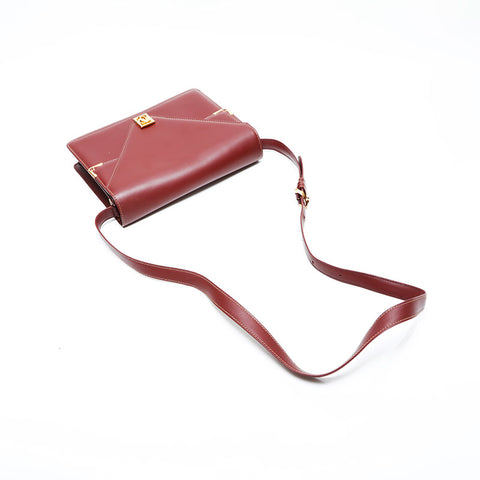 CARTIER leather double flap Shoulder Bag Red WS22980