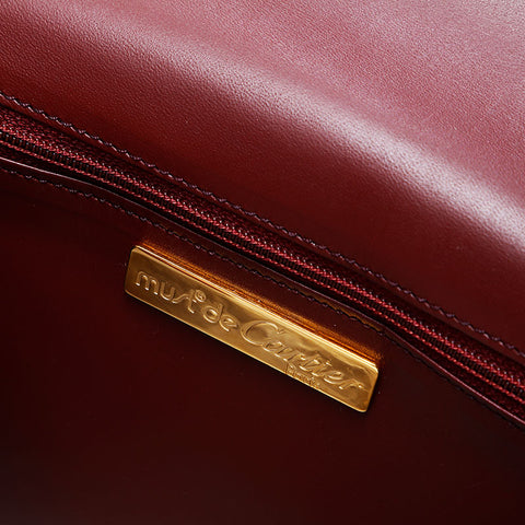 CARTIER leather double flap Shoulder Bag Red WS22980