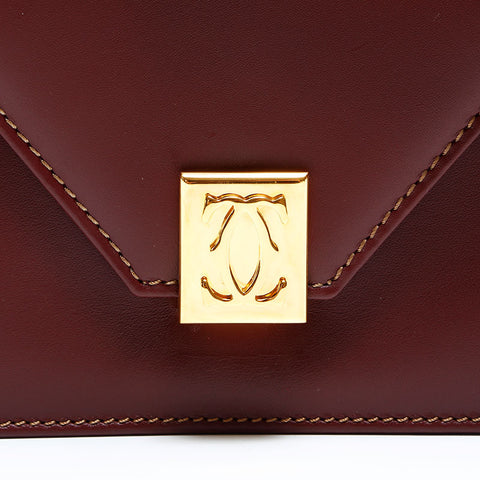 CARTIER leather double flap Shoulder Bag Red WS22980