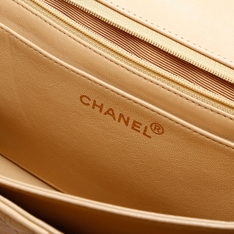 CHANEL No. 4 1996-1997 Lambskin Matelasse Flap Handbag beige WS22982