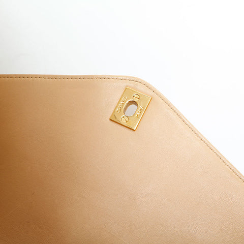 CHANEL No. 4 1996-1997 Lambskin Matelasse Flap Handbag beige WS22982