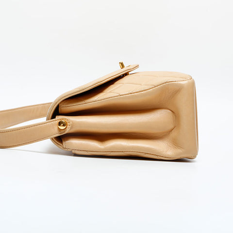CHANEL No. 4 1996-1997 Lambskin Matelasse Flap Handbag beige WS22982