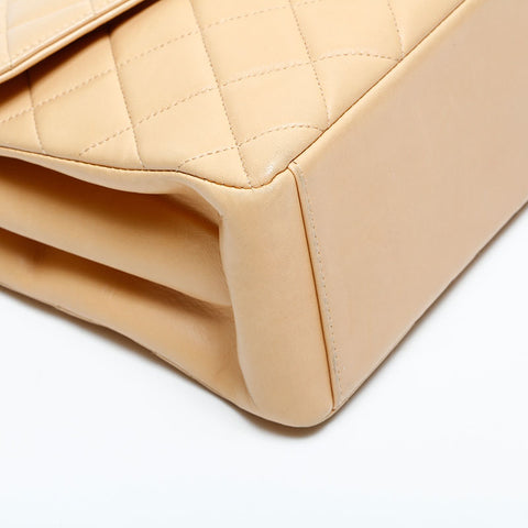 CHANEL No. 4 1996-1997 Lambskin Matelasse Flap Handbag beige WS22982