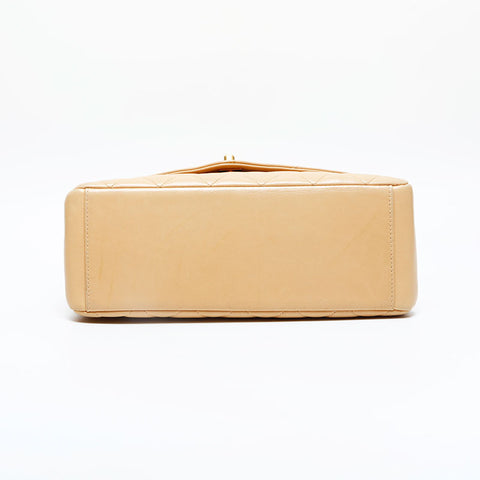 CHANEL No. 4 1996-1997 Lambskin Matelasse Flap Handbag beige WS22982