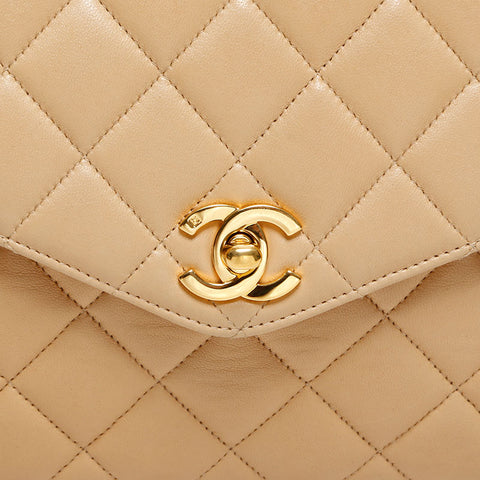 CHANEL No. 4 1996-1997 Lambskin Matelasse Flap Handbag beige WS22982
