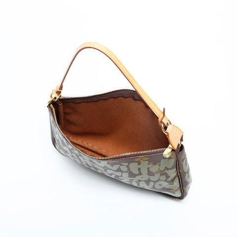 LOUIS VUITTON 2001 Monogram Graffiti Pochette Handbag Brown WS22984
