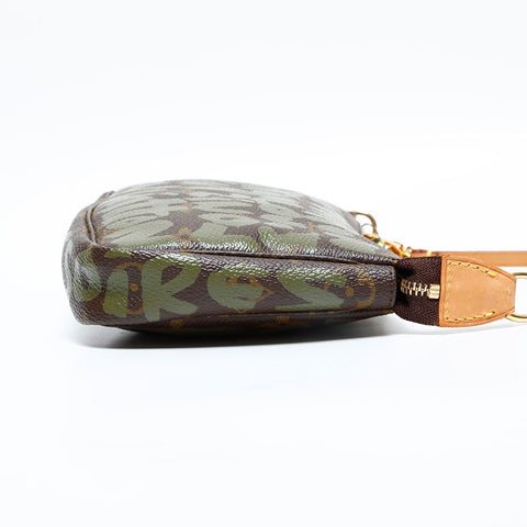 LOUIS VUITTON 2001 Monogram Graffiti Pochette Handbag Brown WS22984