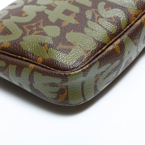 LOUIS VUITTON 2001 Monogram Graffiti Pochette Handbag Brown WS22984